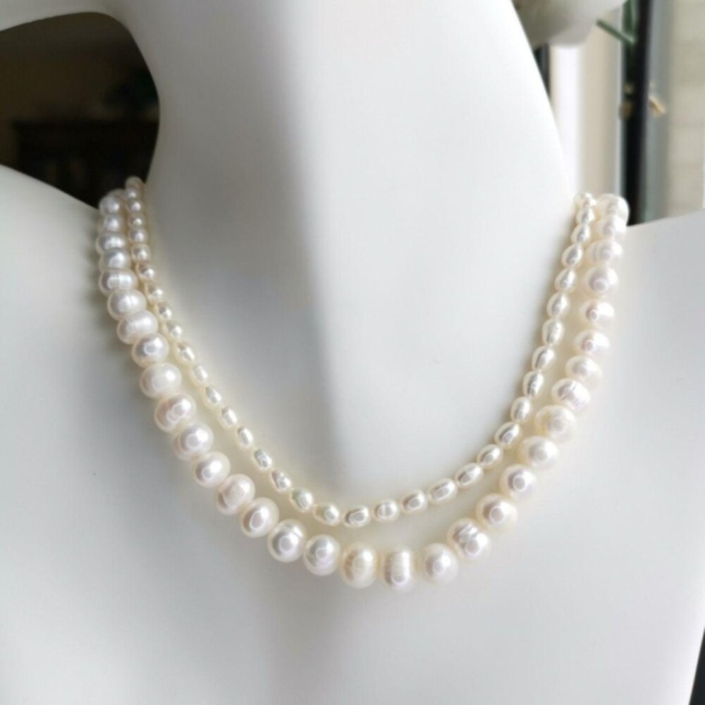 Baroque Freshwater Pearl Necklace White 2 Row 🆕